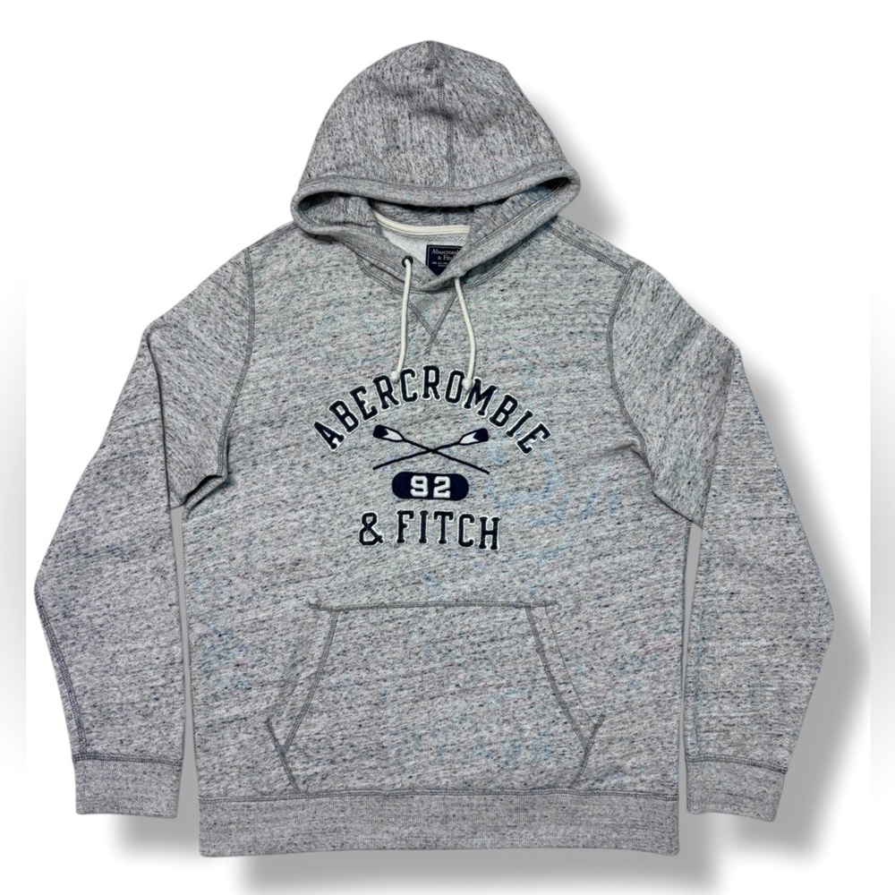 ABERCROMBIE & FITCH Heather Grey Logo Spell Out Hoodie
